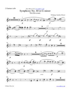 2 Clarinets in Bb  Sheet Music from www.mfiles.co.uk Symphony No. 40 in G minor First Movement