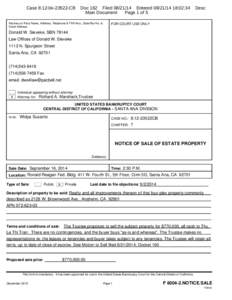 F60042 - NOTICE OF SALE OF ESTA