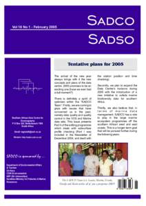 Vol 16 No 1 - February[removed]Sadco Sadso Tentative plans for 2005