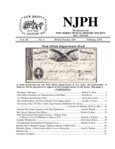 NJPH The Journal of the NEW JERSEY POSTAL HISTORY SOCIETY ISSN: 