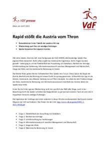 Wien, amRapid stößt die Austria vom Thron • • •