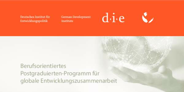 Berufsorientiertes Postgraduierten-Programm für globale Entwicklungszusammenarbeit Forschung, Beratung und Ausbildung unter einem Dach Das Deutsche Institut für Entwicklungspolitik (DIE) zählt weltweit