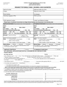 UNITED STATES DEPARTMENT OF AGRICULTURE RURAL DEVELOPMENT RURAL HOUSING SERVICE Form RD[removed]Rev[removed])