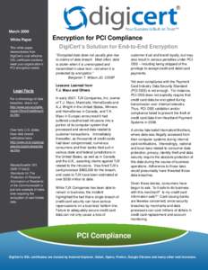 Payment systems / Cryptographic protocols / Key management / Payment Card Industry Data Security Standard / DigiCert / Transport Layer Security / HTTP Secure / Payment card industry / Credit card / Cryptography / Electronic commerce / Secure communication