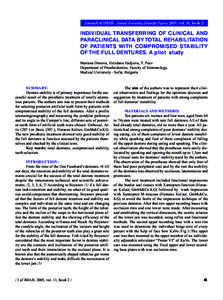 Journal of IMAB - Annual Proceeding (Scientific Papers) 2005, vol. 11, book 2  INDIVIDUAL TRANSFERRING OF CLINICAL AND PARACLINICAL DATA BY TOTAL REHABILITATION OF PATIENTS WITH COMPROMISED STABILITY OF THE FULL DENTURES