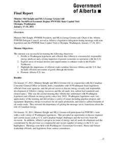 Economy of Oregon / Economy of Washington / Environment of the United States / Pacific Northwest Economic Region / Regionalism / Western United States / George Groeneveld / Mel Knight / Oil sands / International relations / Provinces and territories of Canada / Economy of Montana