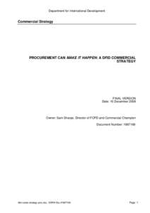 Procurement can Make It Happen: A DFID commercial strategy