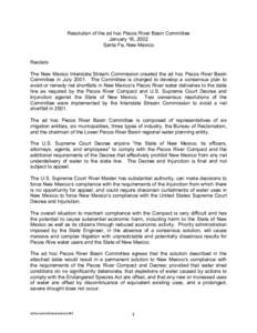 Resolution of the ad hoc Pecos River Basin Committee