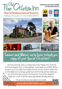 Proud to be one of only a handful of 5 Star Inns in the UK Wellington Shropshire TF1 2HASummer and Winter, we’re here to help you