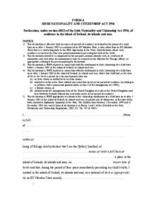 IRISH NATIONALITY AND CITIZENSHIP ACT[removed]Form A