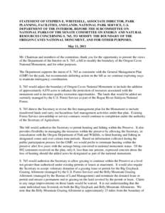 STATEMENT OF STEPHEN E. WHITESELL, ASSOCIATE DIRECTOR, PARK PLANNING, FACILITIES, AND LANDS, NATIONAL PARK SERVICE, U.S. DEPARTMENT OF THE INTERIOR, BEFORE THE SUBCOMMITTEE ON NATIONAL PARKS OF THE SENATE COMMITTEE ON EN