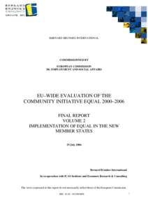 Employability / Recruitment / Socioeconomics / Labor economics / EQUAL Community Initiative / European Social Fund / European Employment Strategy / Evaluation / Personal life / Economy of the European Union / Employment / Economics