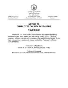 County of Charlotte PhoneFaxOffice of the Treasurer Post Office Box 267