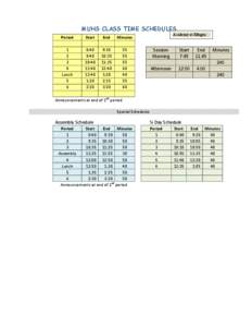 MUHS CLASS TIME SCHEDULES 	
   	
     	
   	
  