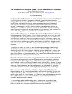 The iLearn Program: Integrating Student Learning and Collaborative Technology Freed-Hardeman University Dr. M. Monte Tatom, Director of iLearn Program, [removed] Executive Summary In order to work most effectively w