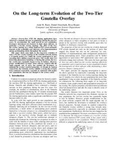 On the Long-term Evolution of the Two-Tier Gnutella Overlay Amir H. Rasti, Daniel Stutzbach, Reza Rejaie