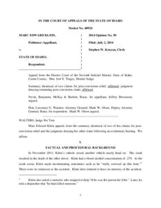 IN THE COURT OF APPEALS OF THE STATE OF IDAHO Docket No[removed]MARC EDWARD KLEIN, Petitioner-Appellant, v. STATE OF IDAHO,