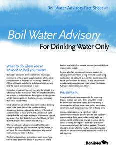 Boil Water Advisory Fact Sheet #1  Boil Water Advisory