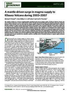 Causes and consequences of a surge in magma supply to Kilauea Volcano, Hawaii
