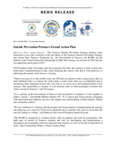 Our Mission: “Inuit Economic, Social and Cultural Well-being Through Implementation of the Nunavut Land Claims Agreement”  NEWS RELEASE NR[removed]NSP ENG – For Immediate Release