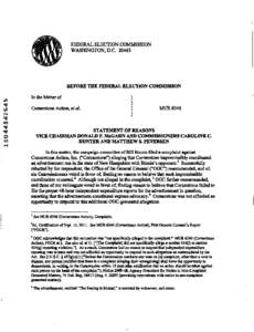 FEDERAL ELECTION COMMISSION WASHINGTON, D.C[removed]BEFORE THE FEDERAL ELECTION COMMISSION In the Matter of