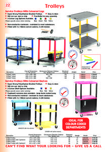 22  Service Trolleys With Coloured Legs Trolleys