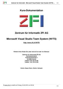 Zentrum für Informatik - Microsoft Visual Studio Team System (NVTS[removed]Kurs-Dokumentation