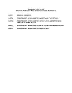 Companion PolicyElectronic Trading and Direct Electronic Access to Marketplaces PART 1  GENERAL COMMENTS