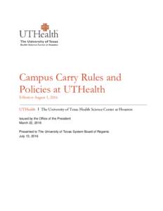 Campus Carry Rules and Policies at UTHealth