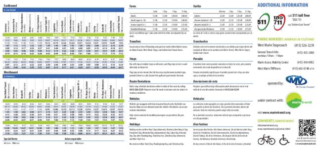 West Marin / Marin Transit / Marin County /  California / San Rafael Transit Center / San Geronimo Valley / Golden Gate Transit / Point Reyes / San Anselmo /  California / Forest Knolls /  California / Geography of California / California / San Francisco Bay Area