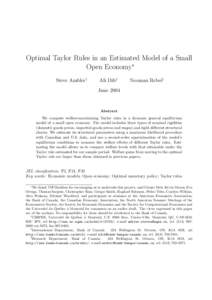 Optimal Taylor Rules in an Estimated Model of a Small Open Economy∗ Steve Ambler† Ali Dib‡