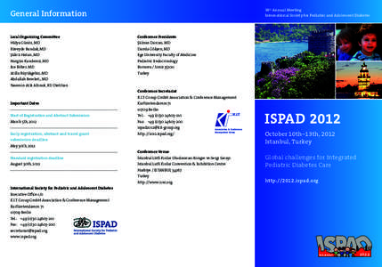 38th Annual Meeting International Society for Pediatric and Adolescent Diabetes General Information Local Organizing Committee