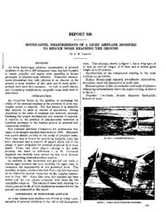 REPORT 926 SOUND-LEVEL MEASUREMENTS OF A LIGHT AIRPLANE MODIFIED TO REDUCE NOISE REACHING THE GROUND By A.. ~.  SUMMARY