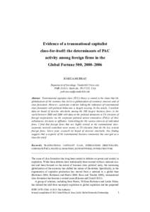 Evidence of a transnational capitalist classforitself: the determinants of PAC activity among foreign firms in the Global Fortune 500, 
