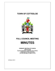 TOWN OF COTTESLOE  FULL COUNCIL MEETING MINUTES ORDINARY MEETING OF COUNCIL