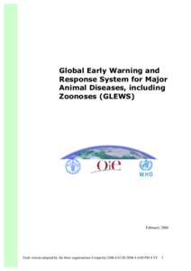 Global Early Warning and Response System for Major Animal Diseases, including Zoonoses (GLEWS)  February 2006