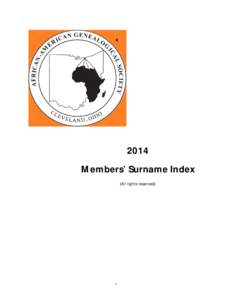 2014 Members’ Surname Index (All rights reserved) 1
