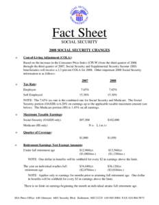 2008 SOCIAL SECURITY CHANGES