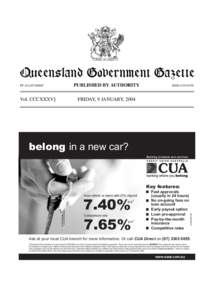 Queensland Government Gazette PP[removed]Vol. CCCXXXV]  PUBLISHED BY AUTHORITY