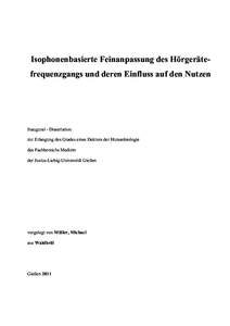 Isophonenbasierte Feinanpassung des Hörgerätefrequenzgangs und deren Einfluss auf den Nutzen