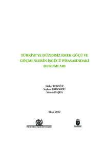 TÜRKİYE’YE DÜZENSİZ EMEK GÖÇÜ VE GÖÇMENLERİN İŞGÜCÜ PİYASASINDAKİ DURUMLARI Gülay TOKSÖZ Seyhan ERDOĞDU