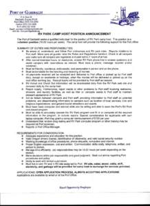 APPLICATION FOR RV PARK CAMP HOST POSITION (answer all questions – please type or print) In compliance with Federal and State equal employment opportunity laws, qualified applicants are considered for all positions wi