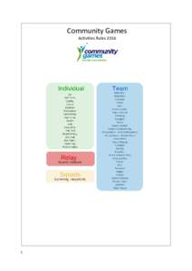 Community Games Activities Rules  INDIVIDUAL EVENTS