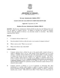 STATE OF MICHIGAN JOHN ENGLER, Governor DEPARTMENT OF TREASURY TREASURY BUILDING, P.O. BOX 15128, LANSING, MICHIGAN[removed]MARK A. MURRAY, State Treasurer