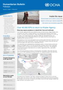 Humanitarian Bulletin Pakistan Issue 26 | 19 April – 19 May 2014 Inside this issue