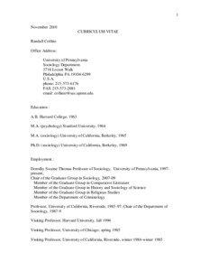 1 November 2010 CURRICULUM VITAE