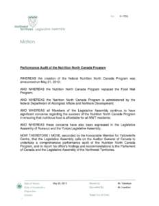No[removed]Northwest Territories Legislative Assembly