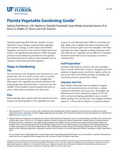SP 103  Florida Vegetable Gardening Guide1 Sydney Park Brown, J.M. Stephens, Danielle Treadwell, Susan Webb, Amanda Gevens, R.A. Dunn, G. Kidder, D. Short, and G.W. Simone2