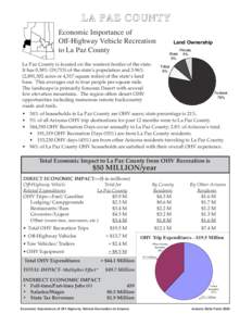 LA PAZ COUNTY Economic Importance of Off-Highway Vehicle Recreation to La Paz County La Paz County is located on the western border of the state. It has 0.38% (19,715) of the state’s population and 3.96%