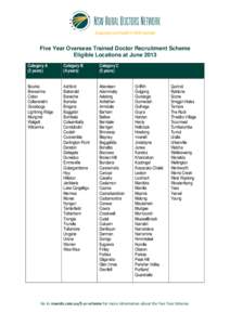 Five Year Scheme Eligible Locations at June 2013